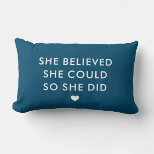 Coussin Rectangle Bleu Elle Croyait Qu'Elle Pouvait Le Faire