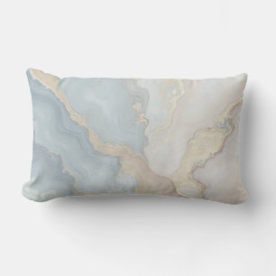 Coussin Rectangle Bleu Gris Beige Crème Abstrait Léger
