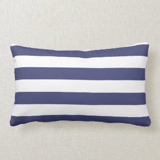 Coussin Rectangle Bleu marine et blanc nautique barrés