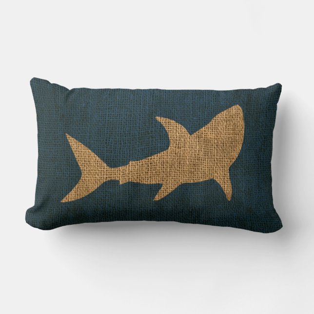 Coussin Rectangle Bleu nautique de mer profonde de requin de (Recto)