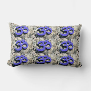 Coussin Rectangle Bleu Om symbole sur granit