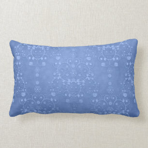 Coussin Rectangle Bleu Pervenche Motif Floral Damassé Fantaisie