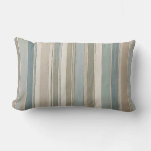 Coussin Rectangle Bleu Poussiéreux Turquoise Sage Beige Rayure