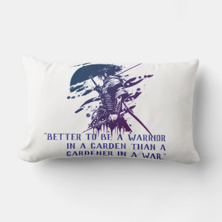 Coussin Rectangle Blue Ink Samurai Art & Custom Quote Lumbar Pillow