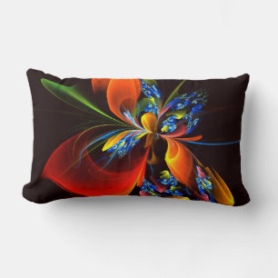 Coussin Rectangle Blue Orange Floral Moderne Art Abstrait Motif #03