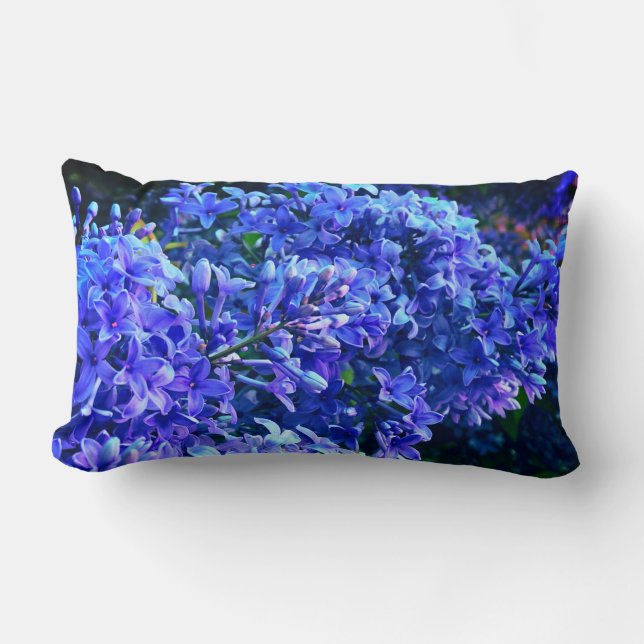 Coussin Rectangle Blue violet lilas romantique bleu floral photo (Recto)