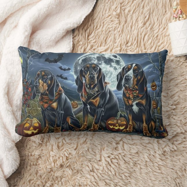 Coussin Rectangle Bluetick Coonhound Halloween Éffrayant (Couverture)
