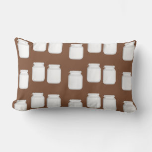 Coussin Rectangle Bocaux blancs sur brun