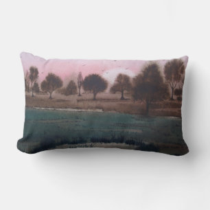 Coussin Rectangle boggy rustique bois automne paysage coucher de sol