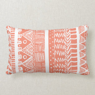 Coussin Rectangle Boho Coral Aztec