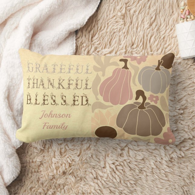 Coussin Rectangle Boho Fall Grateful Thanksgiving (Couverture)
