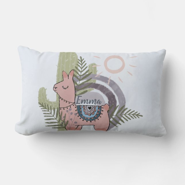 Coussin Rectangle Boho Llama (Recto)