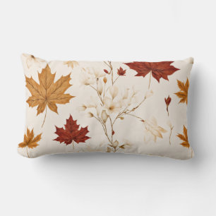 Coussin Rectangle Boho Vintage Feuilles d'érable hiver modèle floral