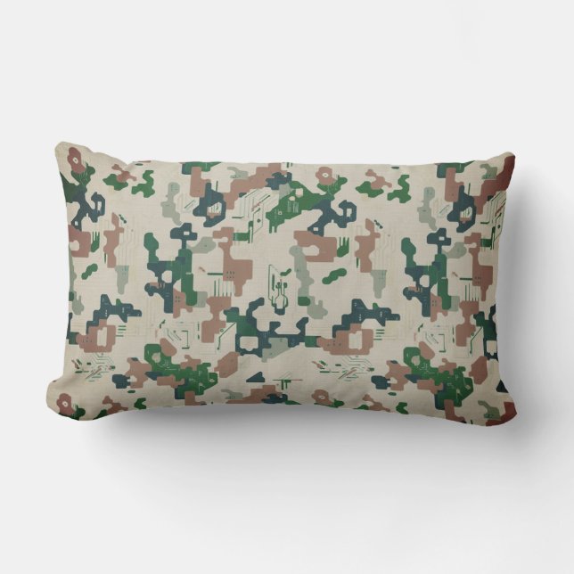 Coussin Rectangle Bois de pixel terrestre (Recto)
