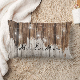 Coussin Rectangle Bois rustique Brown avec lumières personnalisable