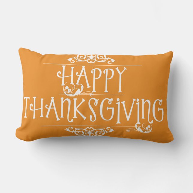 Coussin Rectangle Bon thanksgiving Script orange (Recto)