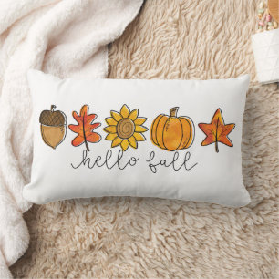 Coussin Rectangle Bonjour Automne Acorn Sunflower Feuilles et Citrou