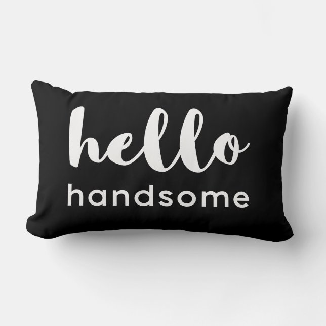 Coussin Rectangle Bonjour beau noir sur blanc (Recto)