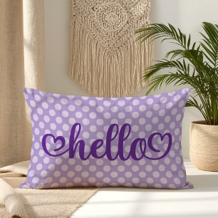 Coussin Rectangle Bonjour Cœurs Pale Violet À pois