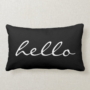 Coussin Rectangle Bonjour noir et blanc