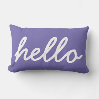 Coussin Rectangle Bonjour Typographie blanche sur periwinkle violet