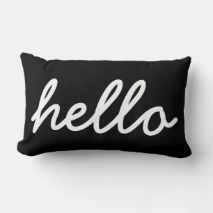 Coussin Rectangle Bonjour Typographie noir et blanc