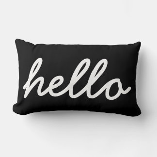 Coussin Rectangle Bonjour Typographie noir et blanc
