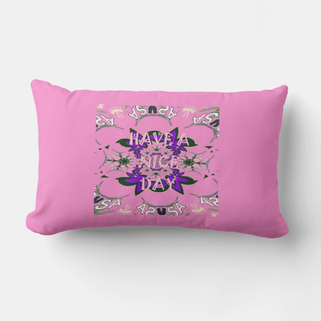 Coussin Rectangle Bonne journée et meilleur design rose nuit (Recto)
