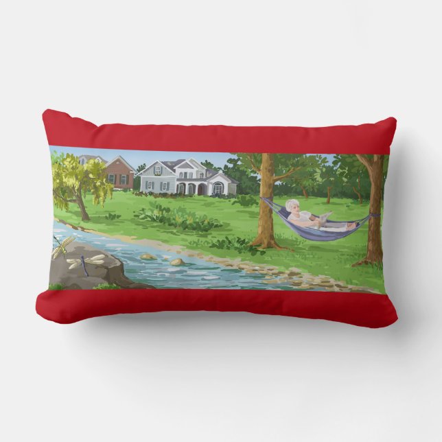 Coussin Rectangle Bonne retraite personnalisée (Dame à Hammock) (Recto)