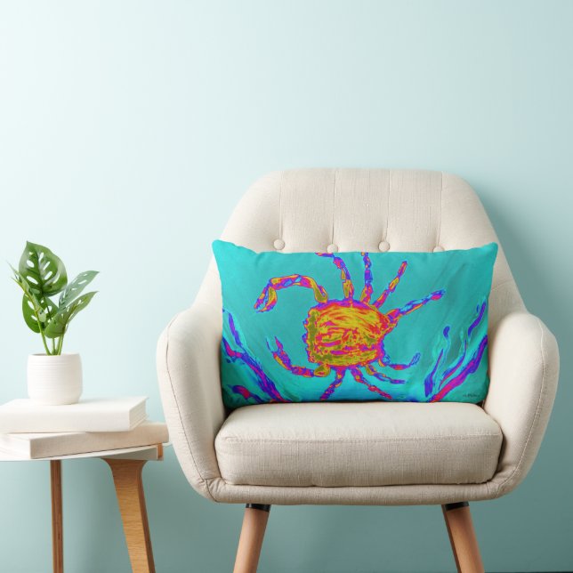 Coussin Rectangle Bord de mer du crabe cool (Chaise)