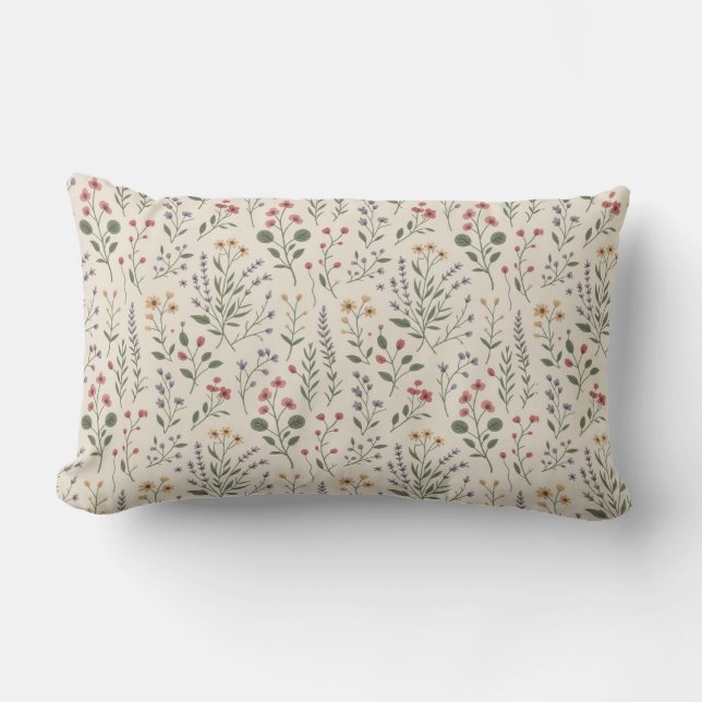 Coussin Rectangle Botanical Cottagecore Pattern (Recto)