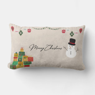 Coussin Rectangle Boule blanche et bleu neige Joyeux Noël