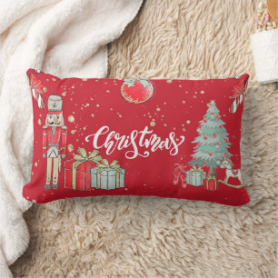 Coussin Rectangle Boule blanche et bleu neige Joyeux Noël