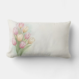 Coussin Rectangle Bouquet de fleurs de tulipes roses et jaunes