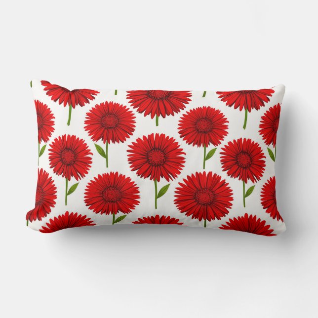 Coussin Rectangle Bouquet de gerbera rouge (Recto)