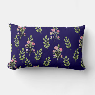 Coussin Rectangle Bouquets roses bleu foncé