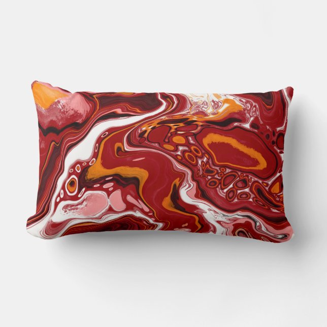 Coussin Rectangle Bourgogne et Marbre blanc Fluid Art (Recto)