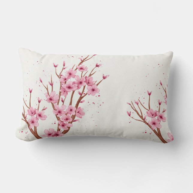 Coussin Rectangle branche de fleurs de sakura (Recto)