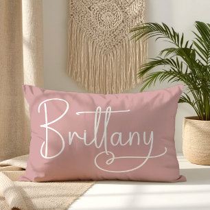 Coussin Rectangle Bretagne Signature manuscrite Coeur Dusty rose
