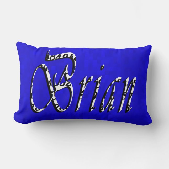 Coussin Rectangle Brian, Nom, Logo, Sur La Mosaïque Bleue (Recto)