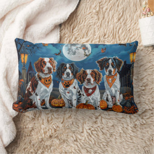 Coussin Rectangle Brittany Spaniel Halloween Effrayant