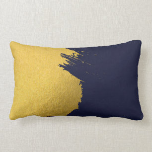 Coussin Rectangle Brochures Faux Gold avec Arrière - plan bleu marin