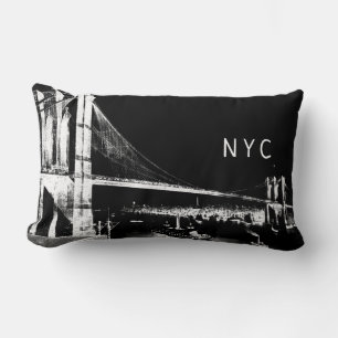 Coussin Rectangle Brooklyn Bridge Design   NYC   Noir et blanc