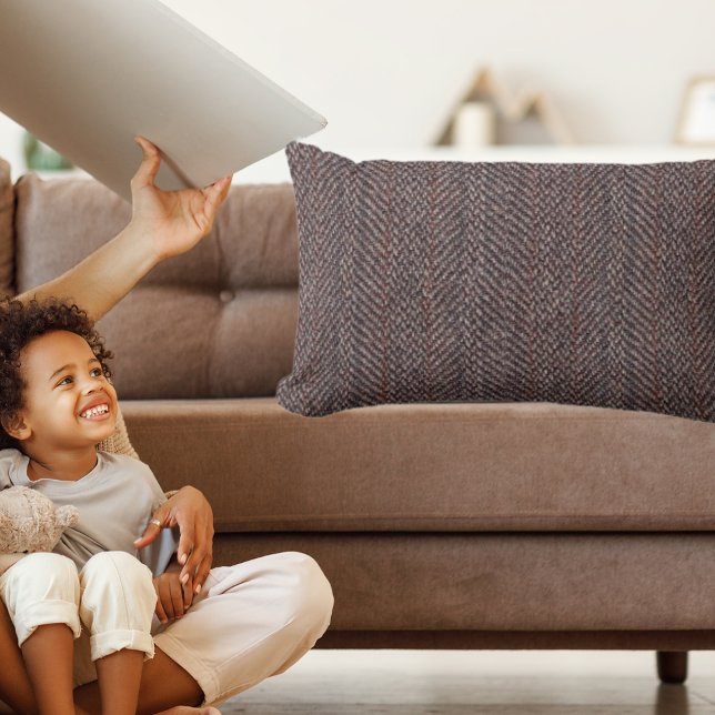 Coussin Rectangle Brown et bleu Tweed Image Lancer l'oreiller Lumbar (Brown and Blue Tweed Image Throw Pillow Lumbar)