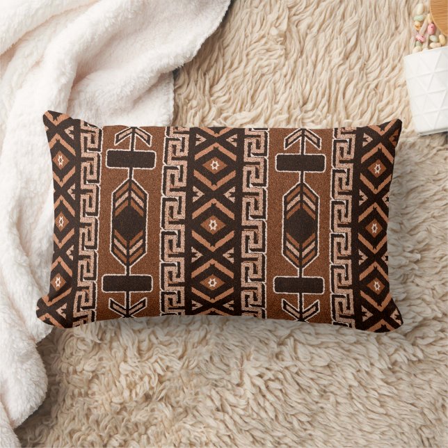 Coussin Rectangle Brown Et Noir Motif Aztèque Tribal Sud-Ouest (Couverture)
