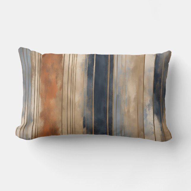 Coussin Rectangle Brûlé Orange Navy Dusty Bleu Distressed (Recto)