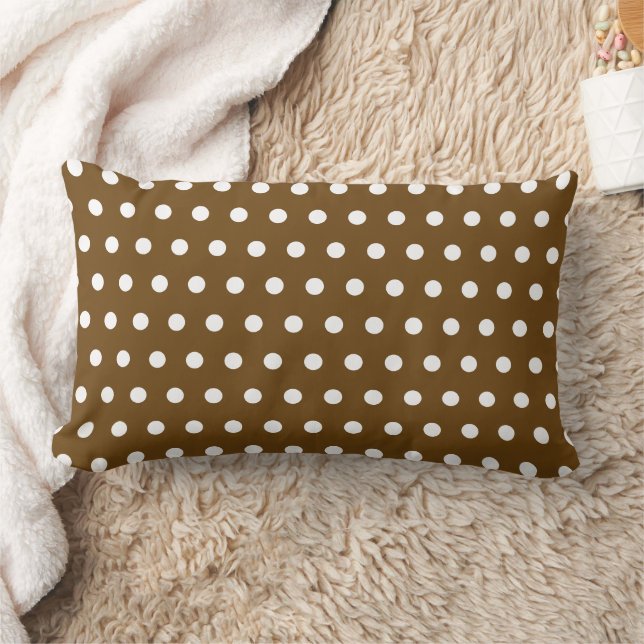 COUSSIN RECTANGLE BRUN BLANC À POIS PERSONNALISÉ STYLÉ SIMPLE (Couverture)