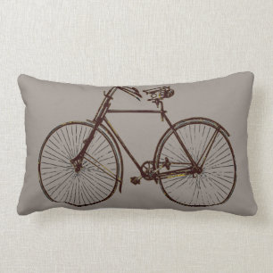 Coussin Rectangle brun gris de vélo de carreau noir de bicyclette