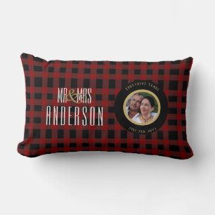 Coussin Rectangle Buffalo Plaid PHOTO Anniversaire N'IMPORTE QUEL Ja