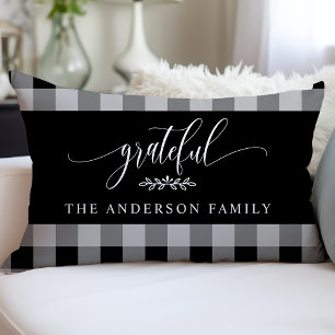 Coussin Rectangle Buffle noir et blanc Check Grateful Personnalisé